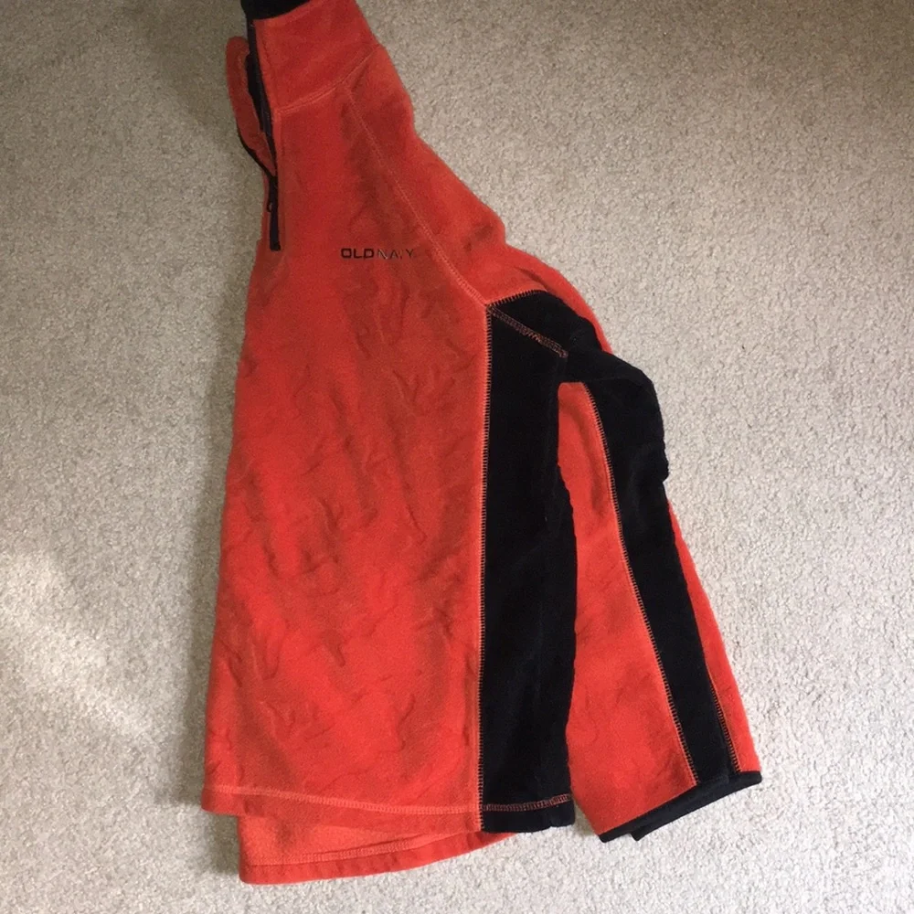 Old Navy Fleece three quarter zip in black and orange